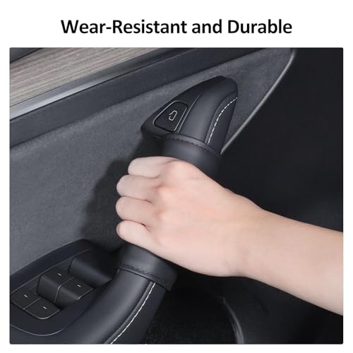 4PCS Door Handle Cover Compatible with Tesla Model Y 2020-2026 & Model 3 2020-2026 Anti-Scratch Door Handle Protector Grab Leather Soft Handle Plate for Model Y or Model 3 Accessories