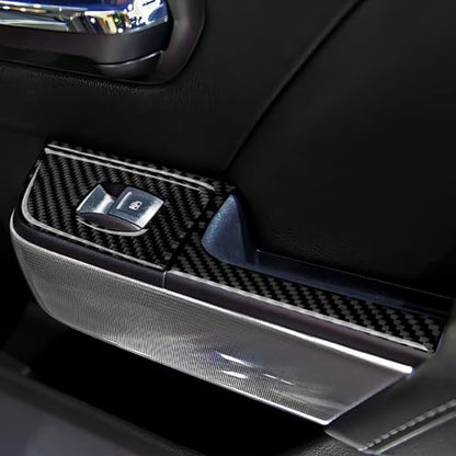 Car Carbon Fiber Decal Rear Window Lift Switch A Sticker Cover Interior Trim for Chevrolet Silverado/GMC Sierra 1500 2500HD 3500HD 2014-2018 Accessories - color: Rear Window Lift Switch a