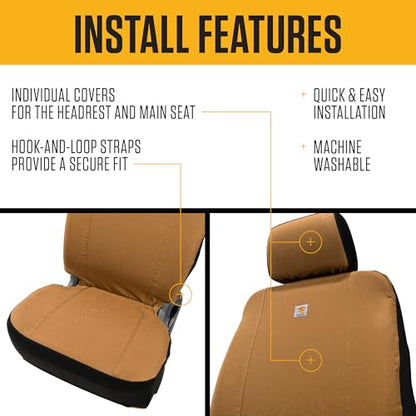Carhartt Universal Nylon Duck Canvas Fitted Bucket Seat Cover, Durable Seat Protection with Rain Defender, Single, Bluestone - color: Bluestone, size: One Size