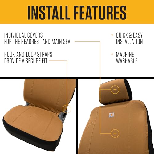 Carhartt Universal Nylon Duck Canvas Fitted Bucket Seat Cover, Durable Seat Protection with Rain Defender, Single, Blind Duck Camo - color: Blind Duck Camo, size: One Size