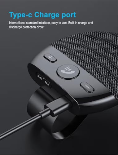 Hands Free Car Speakerphone Kit Bluetooth 5.0 Wireless Vehicle BT Handsfree Hands-Free Microphone Sun Visor Music Player with Mic