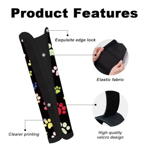 2Pcs Soft Auto Seat Belt Cover Pad Cute Dog Paw Print Colorful Car Seatbelt Shoulder Cushion for Comfortable Driving, Compatible with All Cars' Seatbelt and Backpack Straps - color: Paw Prints
