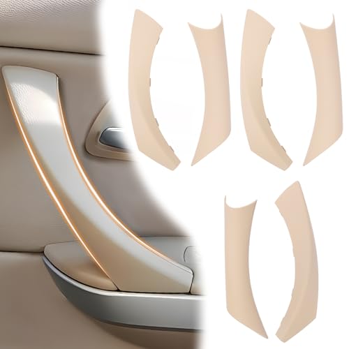 6PCS/Set Interior Inner Inside Door Pull Sticky Handle Cover for BMW 3 Series E90/E91/E92/E93 320 325 328 335 330 M3 (2004-2011) Left and Right Passenger Side (Beige) - color: Beige