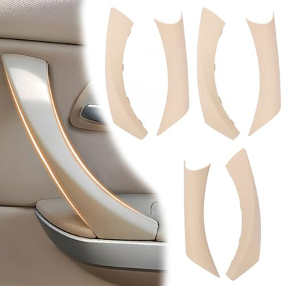6PCS/Set Interior Inner Inside Door Pull Sticky Handle Cover for BMW 3 Series E90/E91/E92/E93 320 325 328 335 330 M3 (2004-2011) Left and Right Passenger Side (Beige) - color: Beige