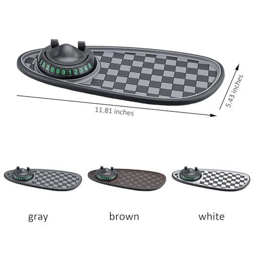 Multifunction Car Anti-Slip Mat, 2026 New Car Dashboard Mobile Phone Holder with Temporary Parking Number Pad for Phones, Sunglasses, Keys, Gadgets (Brown) - color: brown