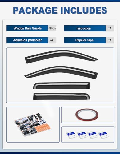 Out-Channel Window Rain Guards Fit for Nissan Frontier 2005-2021 Crew Cab, Extra Durable Window Visors Vent Visors Vent Shades Wind Deflector Dark Smoke Car Tape-on with Thicker 4PCS - size: Fit for 2005-2021 Nissan Frontier Crew Cab