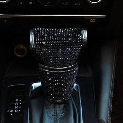 Auto Gear Shift Knob Cover with Crystal Glitter Bling Rhinestones,Car Knob Gear Stick Protector (Black Diamonds) - size: Gear Shift (Black Diamonds)