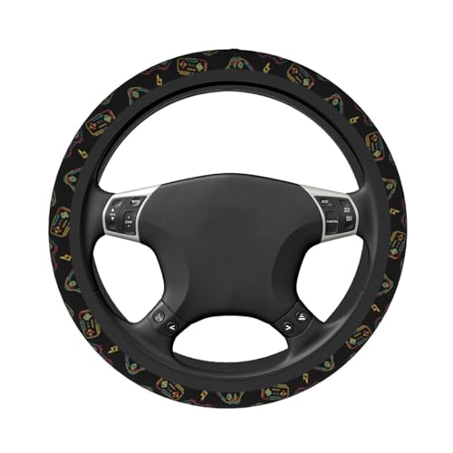 Game Steering Wheel Cover With 2 Car Coasters Non Slip Neoprene For Women Men Universal 15 Inch - color: Game