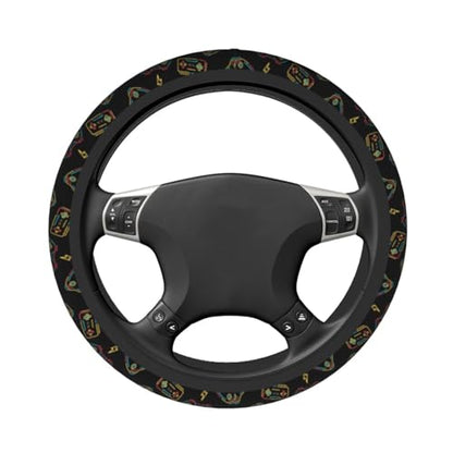 Game Steering Wheel Cover With 2 Car Coasters Non Slip Neoprene For Women Men Universal 15 Inch - color: Game