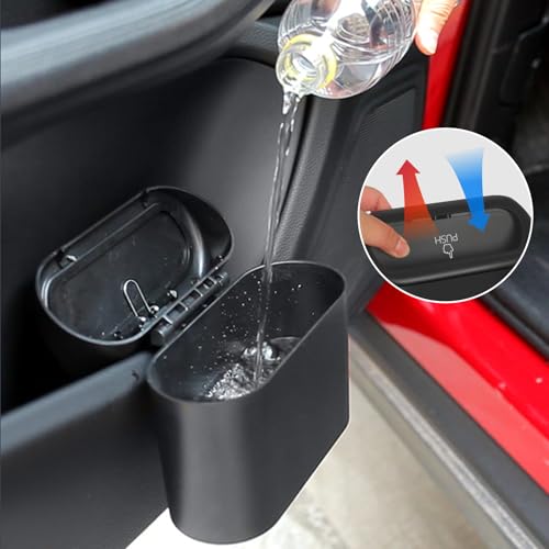 Car Trash Can Bin,Car Garbage Can,1 Black with A Roll of Garbage Bag,Push-Button Switch