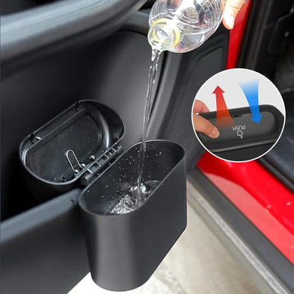 Car Trash Can Bin,Car Garbage Can,1 Black with A Roll of Garbage Bag,Push-Button Switch