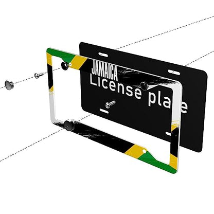 Jamaica License Plate Frame 2 Pack License Plate Holder Universal Aluminum License Plate Cover Car Accessories for Men Women - color: Jamaica