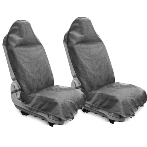 Waterproof Sweating Car Seat Cover for Post Gym Workout, Running, Swimming, Beach and Hiking, Universal Fit Non-Slip Bucket Seat Protector for Cars SUV Trucks, Machine Washable (2pcs Grey) - color: 2pcs Grey