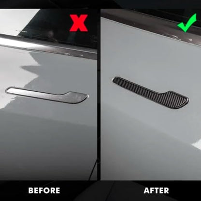 Door Handle Cover Protector Set, Real Matte Carbon Fiber Trim, Matte Finish, Compatible with Tesla Model Y & Model 3 2017-2025, (4 Pieces) - color: matte black 4pcs