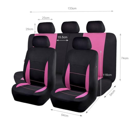 Flying Banner Car Seat Covers Front Seats Rear Bench Polyester car seat Protectors Easy installations Rear Bench Split Classic Man Lady Truck - color: Black Pink