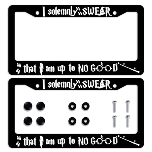I Solemnly Swear That I Am Up to No Good License Plate Frame Funny License Plate Personalise License Plate Frames Rust-Proof Stainless Steel Metal Car Plates Tag Funny Decor Men Women 12.2" X 6.2" - color: I Am Up to No Good_26