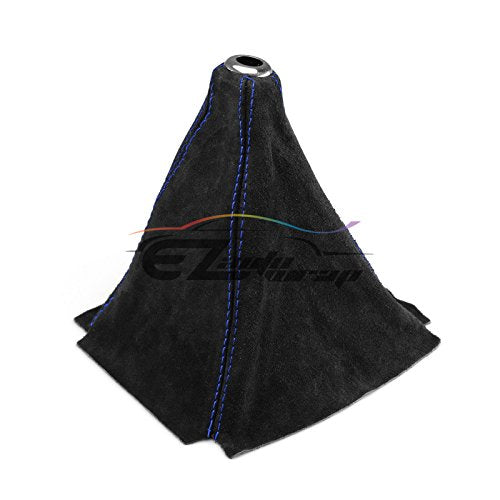 EZAUTO WRAP Universal Real Velvet Shift Knob Shifter Boot Cover Black with Blue Stitches Genuine Leather MT at Sport - color: Velvet With Blue Stitches