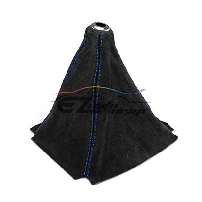 EZAUTO WRAP Universal Real Velvet Shift Knob Shifter Boot Cover Black with Blue Stitches Genuine Leather MT at Sport - color: Velvet With Blue Stitches