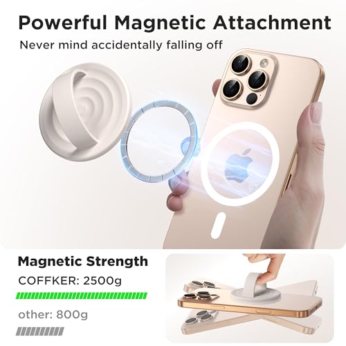Magnetic Phone Grip Ring Holder, Liquid Silicone Magnet Cell Phone Grip Finger Loop, Compatible with Magsafe, Back of Phone for iPhone 17/16/15/14/13/12 Series, Stone - color: Stone