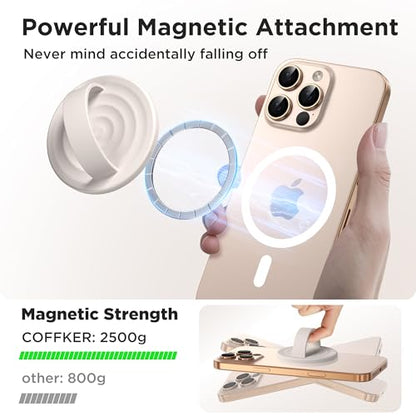 Magnetic Phone Grip Ring Holder, Liquid Silicone Magnet Cell Phone Grip Finger Loop, Compatible with Magsafe, Back of Phone for iPhone 17/16/15/14/13/12 Series, Stone - color: Stone