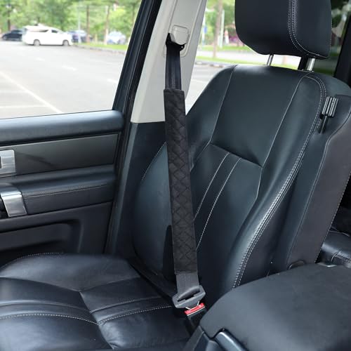 Amooca Soft Automotive Seat Belt Cover Seatbelt Shoulder Pad Neck Protector Cushions Universal Fit SUV Trucks Backpack Black Extra Long 19.7in - color: Black, size: 19.7in-1pc