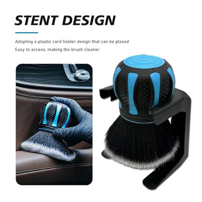 Car Detailing Brush, Interior Brush Accessories, Soft Bristles Beauty Tools with Storage Rack, Universal for Most Cars (Blue)
