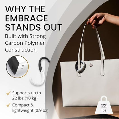 FafaConcepts | Portable Bag Hanger for Table | Sleek Heavy-Duty Purse Hook | Unisex | Holds Up to 22 Lbs | Caviar and Pearl - color: caviar/pearl