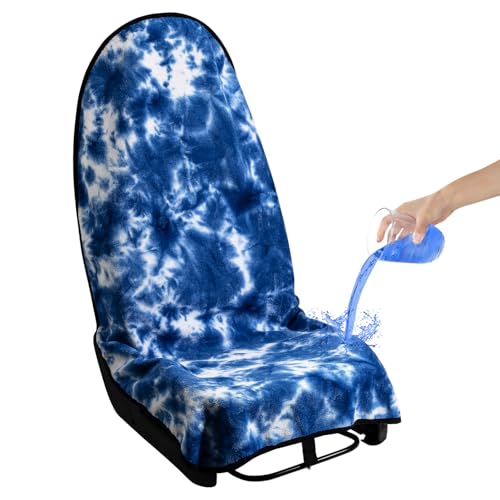 Waterproof Sweating Car Seat Cover for Post Gym Workout, Running, Swimming, Beach and Hiking, Universal Fit Non-Slip Bucket Seat Protector for Cars SUV Trucks, Machine Washable (Tie-Dye Blue) - color: Tie-Dye Blue