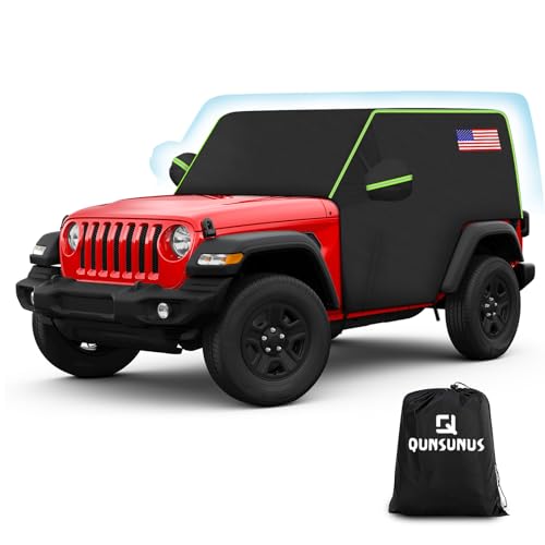 QUNSUNUS Cab Cover for Jeep JK JL 2 Door, Car Half Cover with Cotton Liner and Straps, Outdoor Car Cover Waterproof All Weather with Wind, Sun, UV and Dust Protection - size: for Jeep JK&JL 2 Door Cab Cover