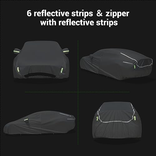 Tecoom Fit for Tesla Model Y Car Cover Waterproof All Weather, Model Y Cover Fit for 2020-2023 Tesla Model Y with Ventilated Mesh, Charge Port Opening, Fleece Lining, Trunk Opening, Zipper Door - size: Tesla: Model Y