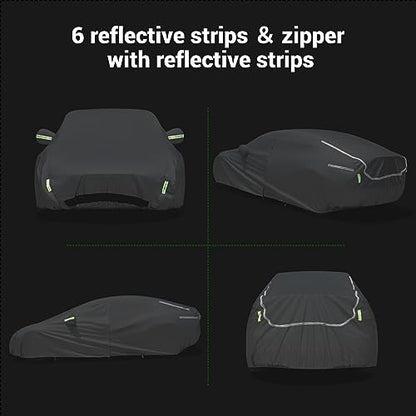 Tecoom Fit for Tesla Model Y Car Cover Waterproof All Weather, Model Y Cover Fit for 2020-2023 Tesla Model Y with Ventilated Mesh, Charge Port Opening, Fleece Lining, Trunk Opening, Zipper Door - size: Tesla: Model Y