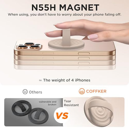Magnetic Phone Grip Ring Holder, Liquid Silicone Magnet Cell Phone Grip Finger Loop, Compatible with Magsafe, Back of Phone for iPhone 17/16/15/14/13/12 Series, Oat - color: Oat