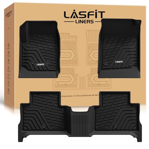 LASFIT Floor Mats for Chevrolet Chevy Colorado/GMC Canyon 2015-2022 (Only Crew Cab), All Weather TPE Custom Fit Automotive Floor Mats for Cars, 1st and 2nd Row Car Floor Mats Full Set, 3 PCS, Black - size: Floor Mats for Colorado/Canyon 2015-2022 Crew Cab
