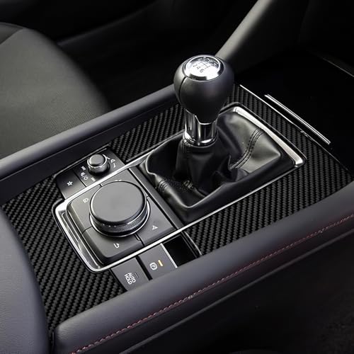 AIRSPEED Carbon Fiber for Mazda 3 Axela 2019-2025 Center Console Gear Shift Panel Cover Interior Trim Accessory, Manual Transmission, Black - color: Manual Transmission Gear Shift Panel