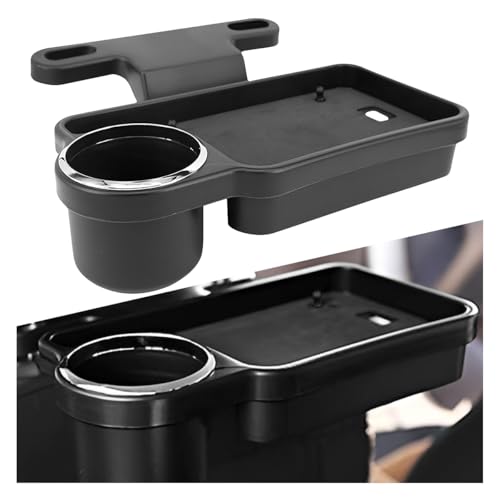 Car Cup Holder Tray, Foldable Car Backseat Organizer Food Tray for Eating, Multifunctional Detachable Headrest Drink Trays Desk for Most Vehicles Road Trips