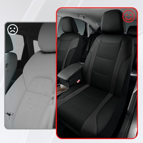 Rubbermaid Leather Car Seat Cover – Universal Front Seat Cover, Airbag Compatible, Easy to Install, Water-Resistant and Durable Automotive Seat Cover for Cars, Trucks, SUVs, Vans – Black - color: Black