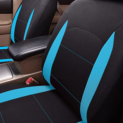 Flying Banner Car Seat Covers Front Seats Rear Bench Polyester car seat Protectors Easy installations Rear Bench Split Classic Man Lady Truck - color: Black & Mint Blue