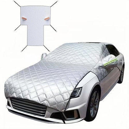 Heavy Duty Thickened Car Snow Cover Enlarge with Hood Protection, Windshield Sunshade w/ Waterproof PEVA+Cotton Filling+Taffeta Inner Against Heat & Uv, Snow＆ Ice, Dirt for Sedans, Suvs, Hatchbacks