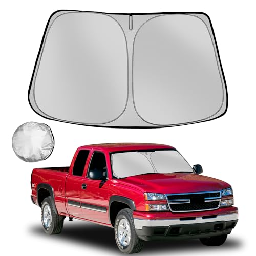 Windshield Sun Shade for 1999-2006 Che-vrolet/Chevy Silverado Foldable Sun Sunshade for Car Front Window Blocks UV Rays and Heat Automotive Interior Protector Custom Fit Accessories - size: for 1999-2006 Che-vrolet/Chevy Silverado