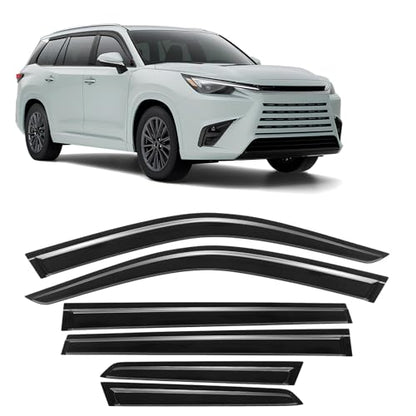 Rain Guards Compatible with Lexus TX 2024 2025 2026, Out Channel Extra Durable Side Shatterproof Sun Window Deflectors 2024-2026 Lexus Tape-on Window Visor Deflectors Rain Guard Black 6 PCS - size: Fit for Lexus TX 2024-2026