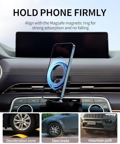 Car Phone Holder for 2021-2024 Genesis GV80 Accessories, 360° Rotation Phone Mount Compatible with MagSafe, Cell Phone Holder Does Not Affect Air Vent