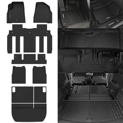 Naibeve Floor Mats for 2009-2017 Chevrolet Traverse/2008-2017 Buick Enclave 7 Seats Bucket Seats-All Weather Custom Fit Floor Mats Trunk Mat 2nd & 3rd Row Backrest Mats Waterproof Accessories - size: 14)Traverse 7 Seats|2009-2017