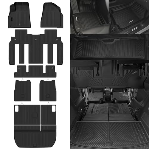 Naibeve Floor Mats for 2009-2017 Chevrolet Traverse/2008-2017 Buick Enclave 7 Seats Bucket Seats-All Weather Custom Fit Floor Mats Trunk Mat 2nd & 3rd Row Backrest Mats Waterproof Accessories - size: 14)Traverse 7 Seats|2009-2017