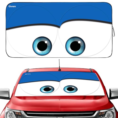 Gven Truck Windshield Sun Shade for Car Windshield Cover Interior Front Window Shades Sun Visor Protector Blocks UV Rays Must-Have Truck Accessories for Pickup, SUV, Sedan, Van, Bonneville (Blue, XL) - color: Blue, size: X-Large (Universal Fit)
