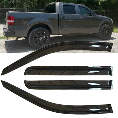 Original 4pcs Window Shade, Out-Channel Tape-On Rain Guards Set, Side Window Visors Compatible with Ford F-150 04-08 SuperCrew/Crew Cab 06-08 Lincoln Mark LT SuperCrew Cab 94443 - size: For F-150/Mark LT SuperCrew