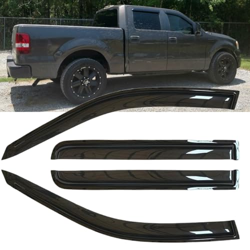 Original 4pcs Window Shade, Out-Channel Tape-On Rain Guards Set, Side Window Visors Compatible with Ford F-150 04-08 SuperCrew/Crew Cab 06-08 Lincoln Mark LT SuperCrew Cab 94443 - size: For F-150/Mark LT SuperCrew