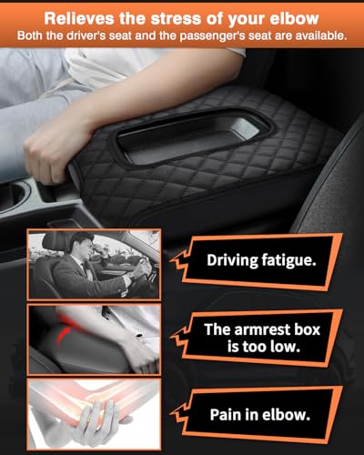 Shademax Center Console Cover for Chevy Silverado/GMC Sierra 2019-2025 2026 Jump Seat Accessories, Silverado Armrest Cover Console Cushion Pad Middle Console Armrest Lid Protective Cover PU Leather - size: for 2019-2026 Silverado/Sierra Jump Seat