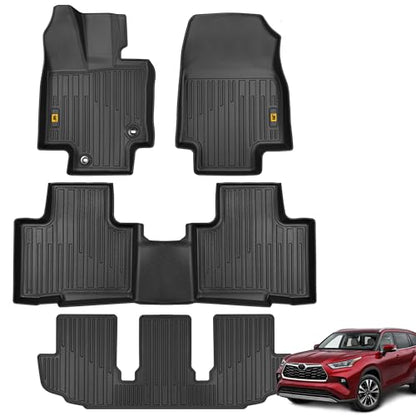 CAT® JustFit™ 3D All Weather Floor Mats for Toyota Highlander 2020-2026, Custom Fit Heavy Duty Rubber Car Mats Full Set for 7 Seater (Not for Hybrid) - style: Toyota Highlander (2020-2026)