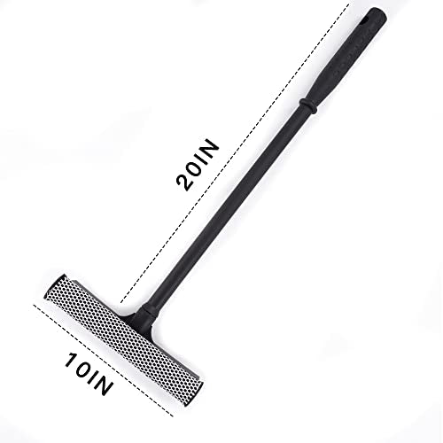 Matthew All Purpose Window Squeegee w/Premium Microfiber Cloth,Car Squeegee Windshield Cleaning Sponge and Rubber Squeegee,2-in-1 Window Cleaner Sponge(10'') and Soft Rubber with Pole 20''(1Pack) - size: 10'' Blade