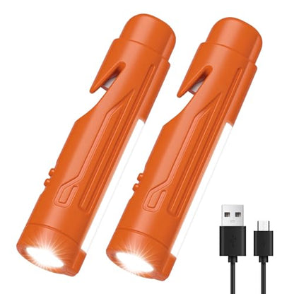 KnLnny Ware Automotive Escape Tool, Window Breaker,Seatbelt Cutter, Car Flashlight, 5 in1 Auto Tactical Gear, USB Charging, Magnetic Attraction, Emergency Kit Self Defense Accessories,Orange - color: Orange